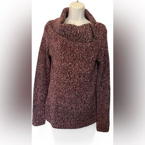 Women's Cowl Neck Sweater Purple Size XL Glimmer by J. J. Basics Zipper Detail